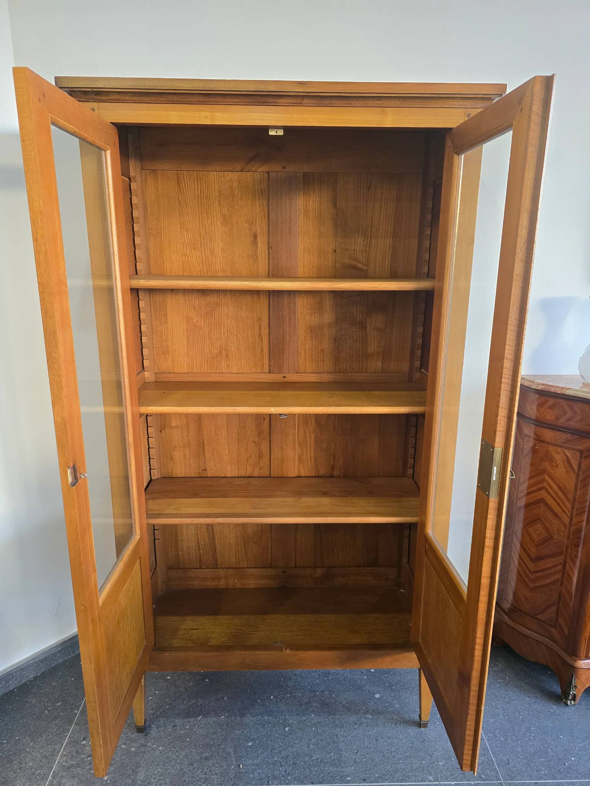 Vitrine / bibliothèque vintage bois et verre