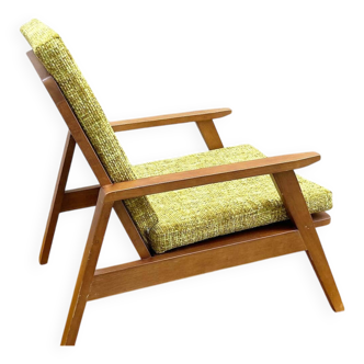 Fauteuil scandinave retapissé grosse maille