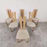Ensemble de 6 chaises à repas à haut dossier, 1980