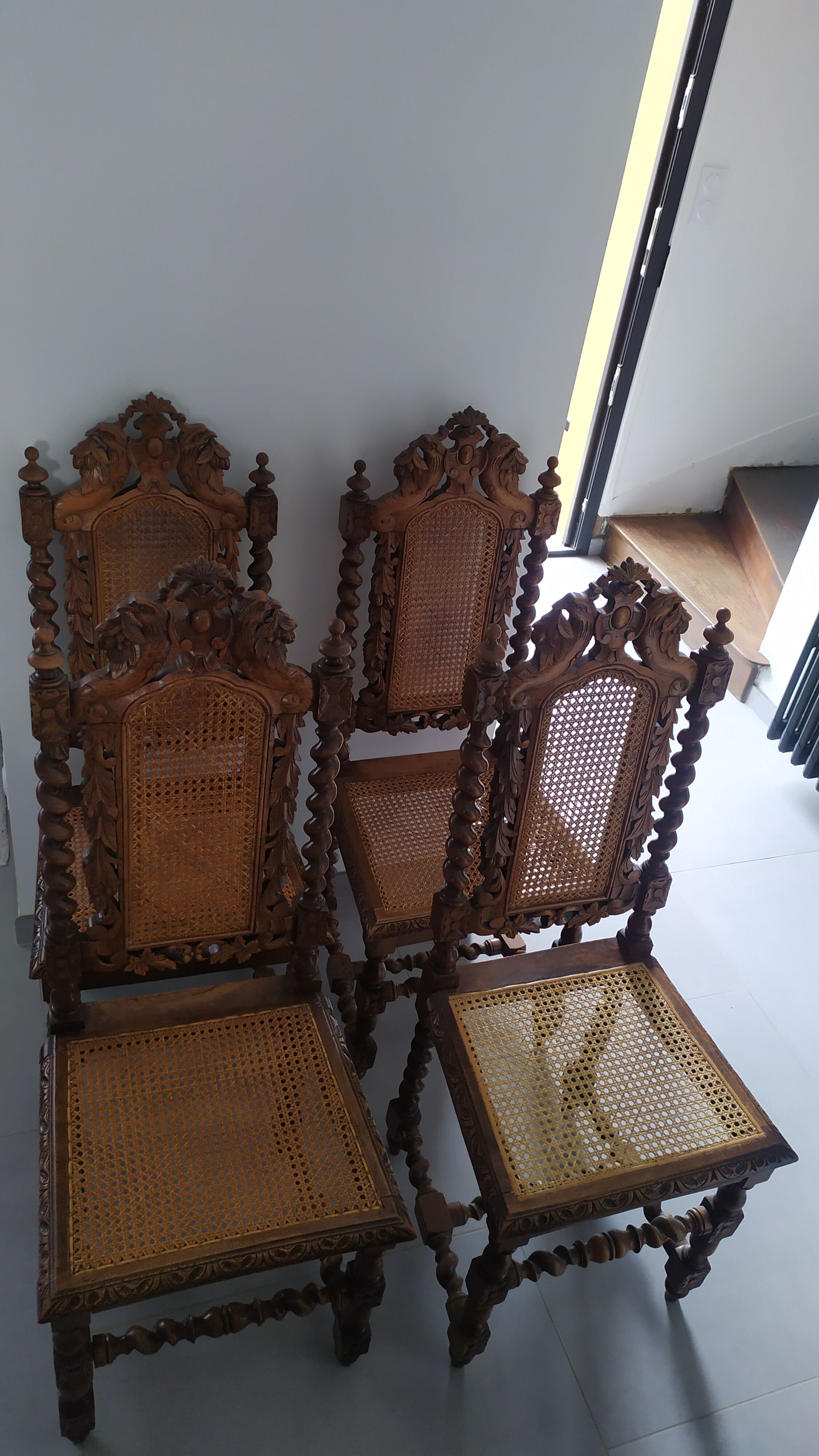 Four Henri II style chairs, from the years 1850-1900