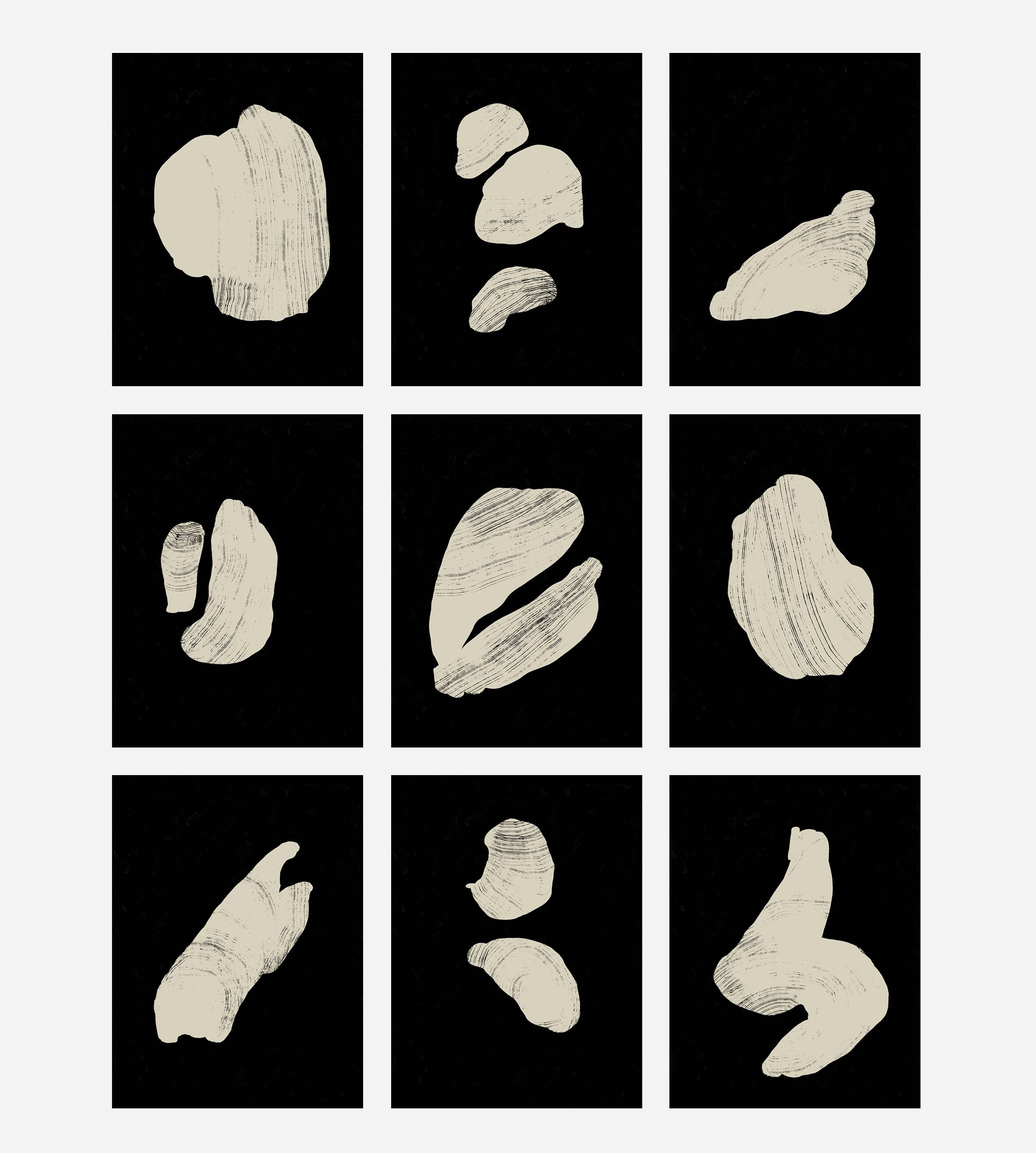 Ensemble de 9 impressions giclées abstraites, format A4
