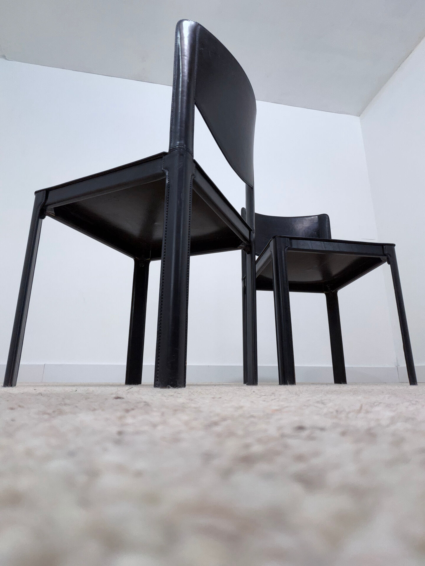 Set of 6 Matteo Grassi chairs in black leather – Italian design