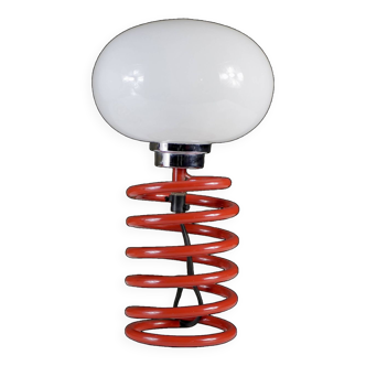 Spring lamp in red lacquered metal, Ingo Maurer, 1970s