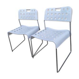 Omstak White stackable chairs by Rodney Kinsman for Bieffeplast, 1970