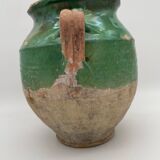 Ancien pot à confit en terre vernissé vert France XIX eme