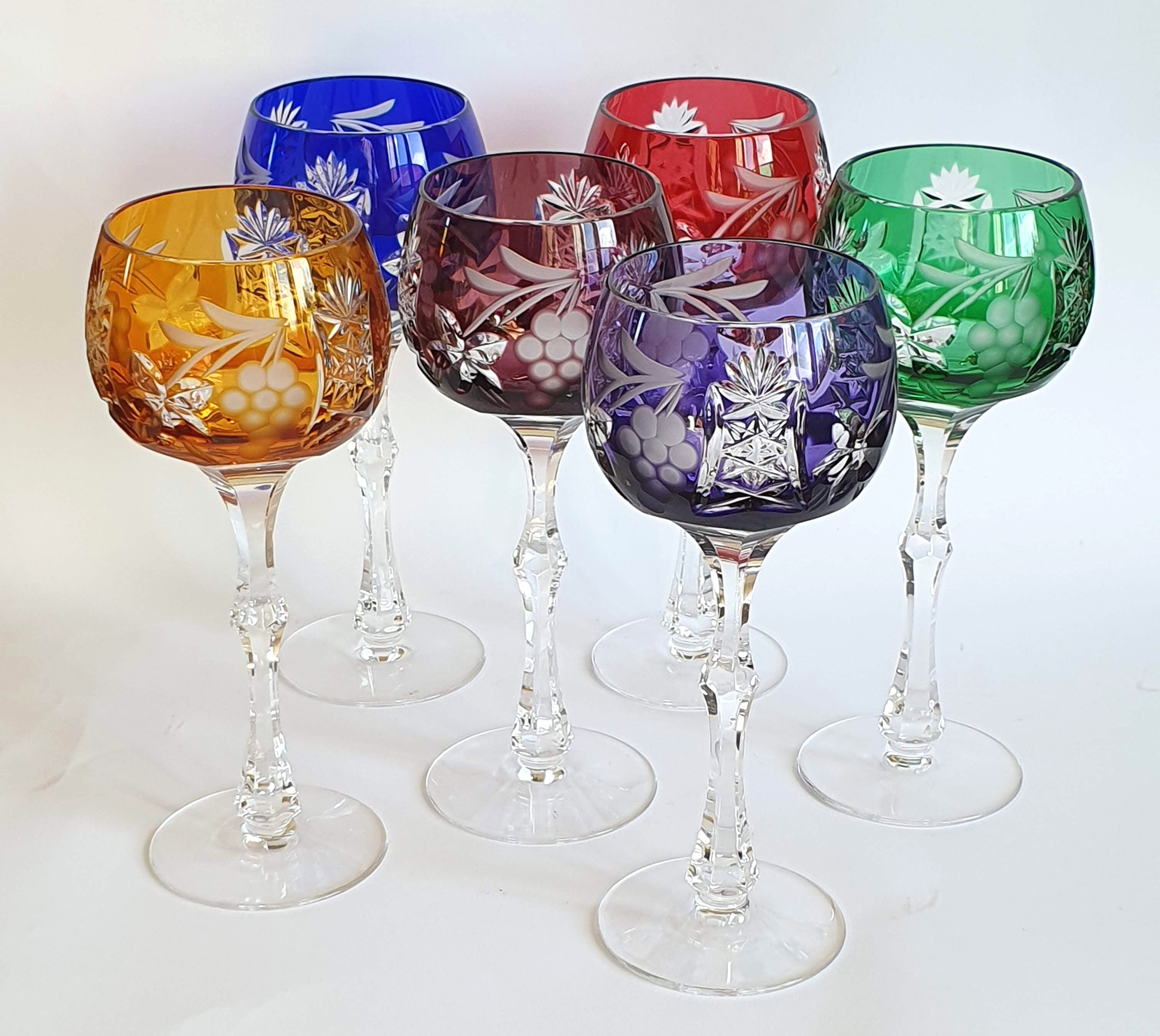 Coloured glasses from the Etzel crystal factory in Bitche Saint Louis