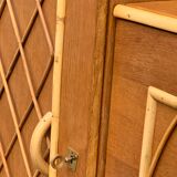Armoire rotin et pieds compas 1960