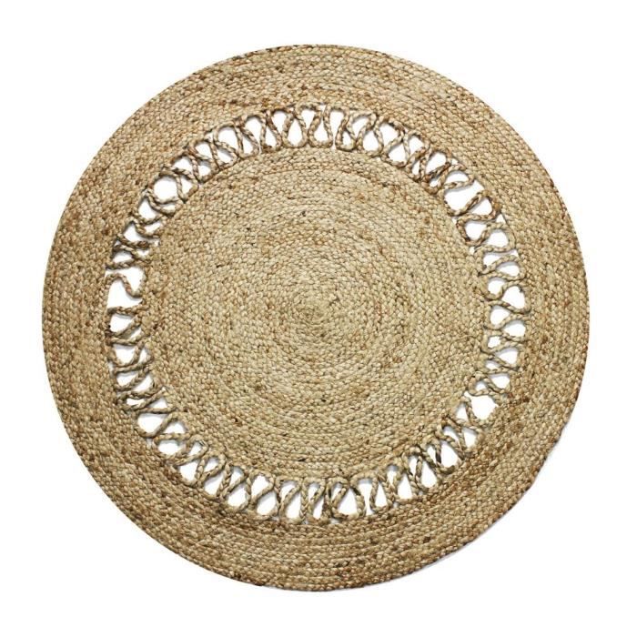 Round jute carpet wave 90 cm