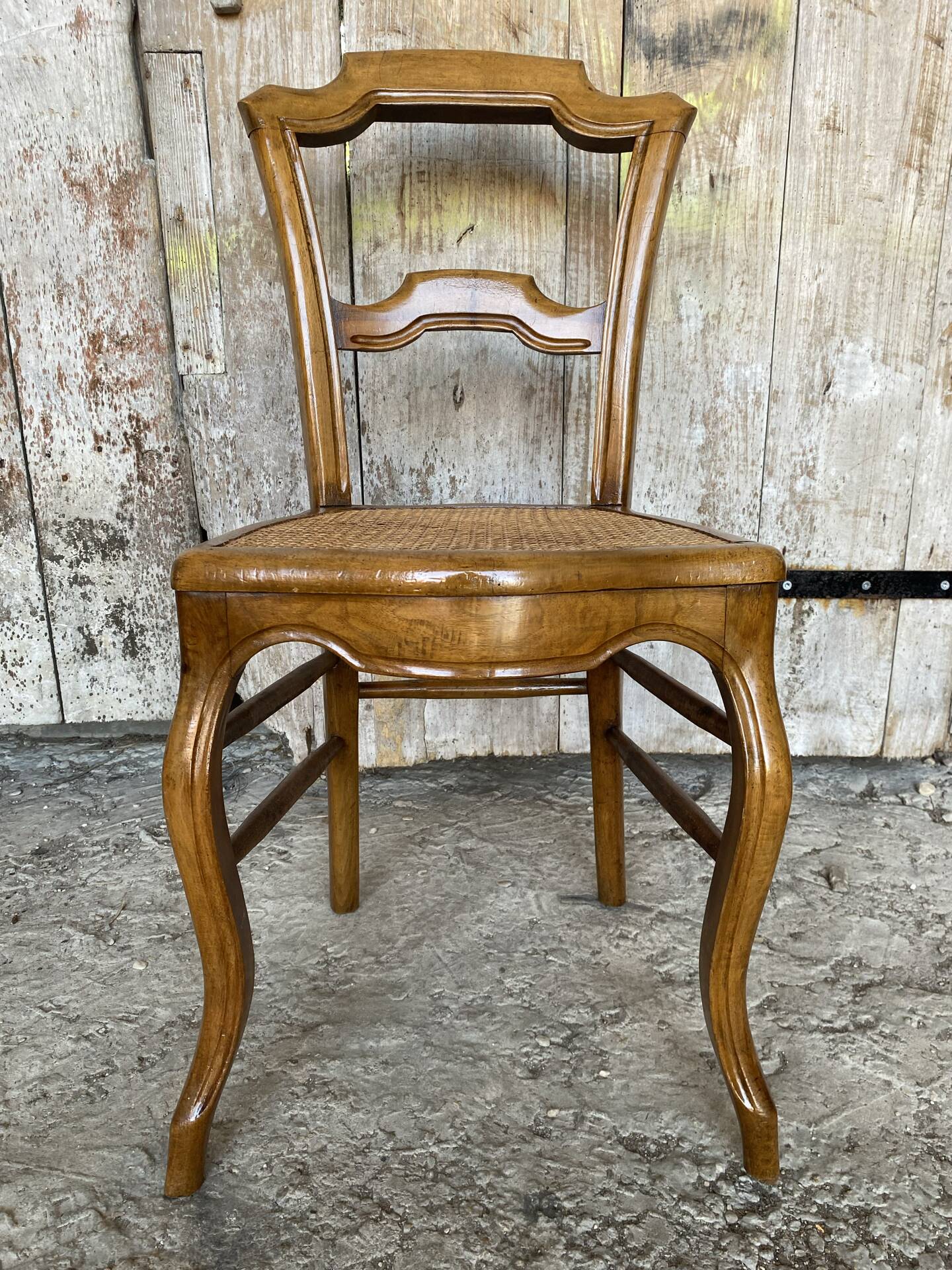 Antique Chair Louis XV Style Wood & Caned Seat Vintage #E030