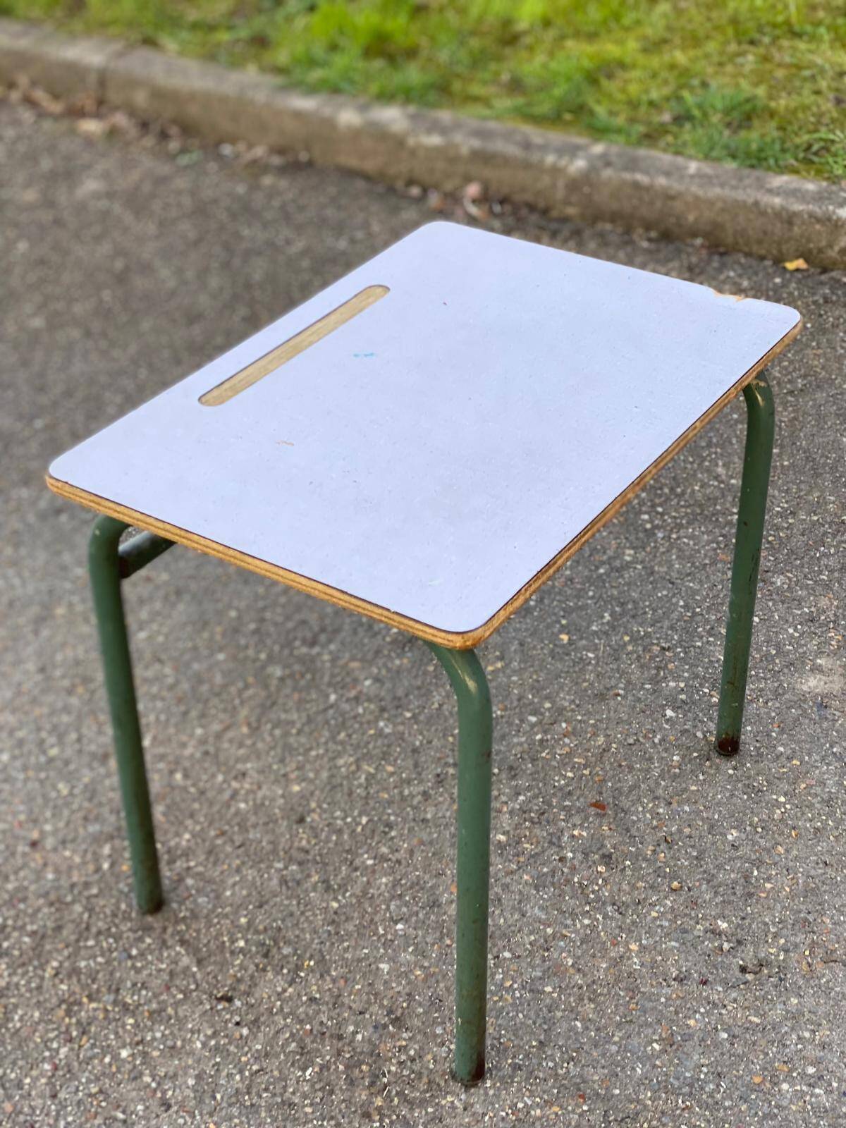 Bureau écolier bois et acier vert