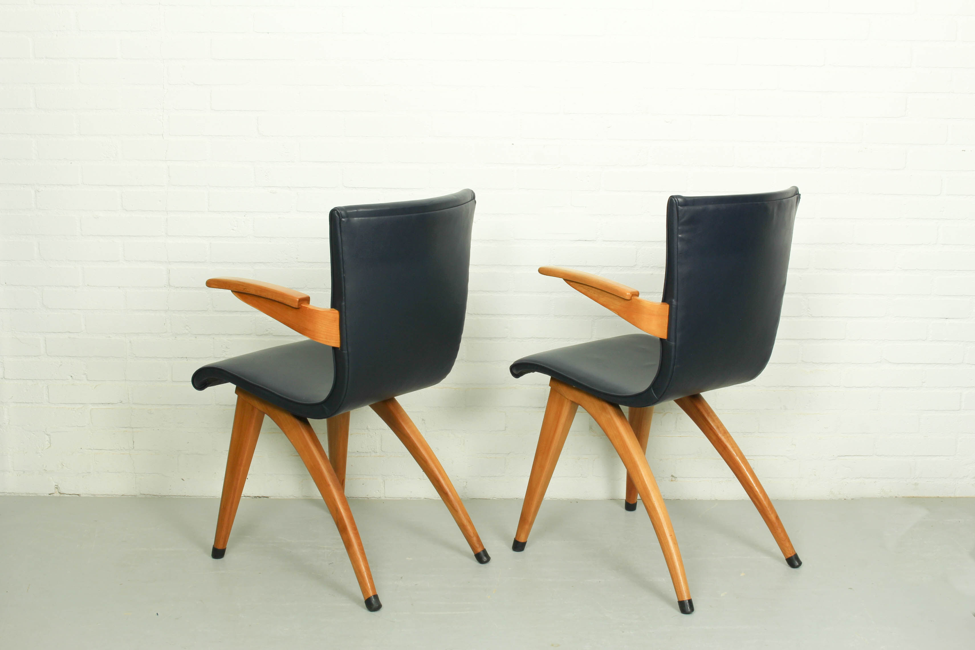 Set of 6 Cor van Os leatherette dining chair model Swing, 1960s