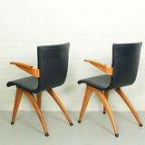 Ensemble de 6 chaises de salle à manger en similicuir Cor van Os modèle Swing, années 1960