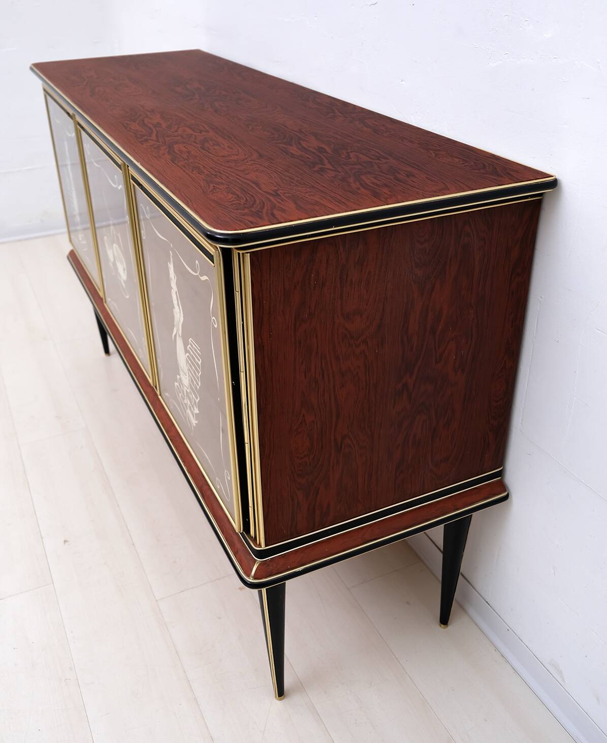 Meuble bar italien du milieu du siècle, Umberto Mascagni pour Harrods Londres, années 1950