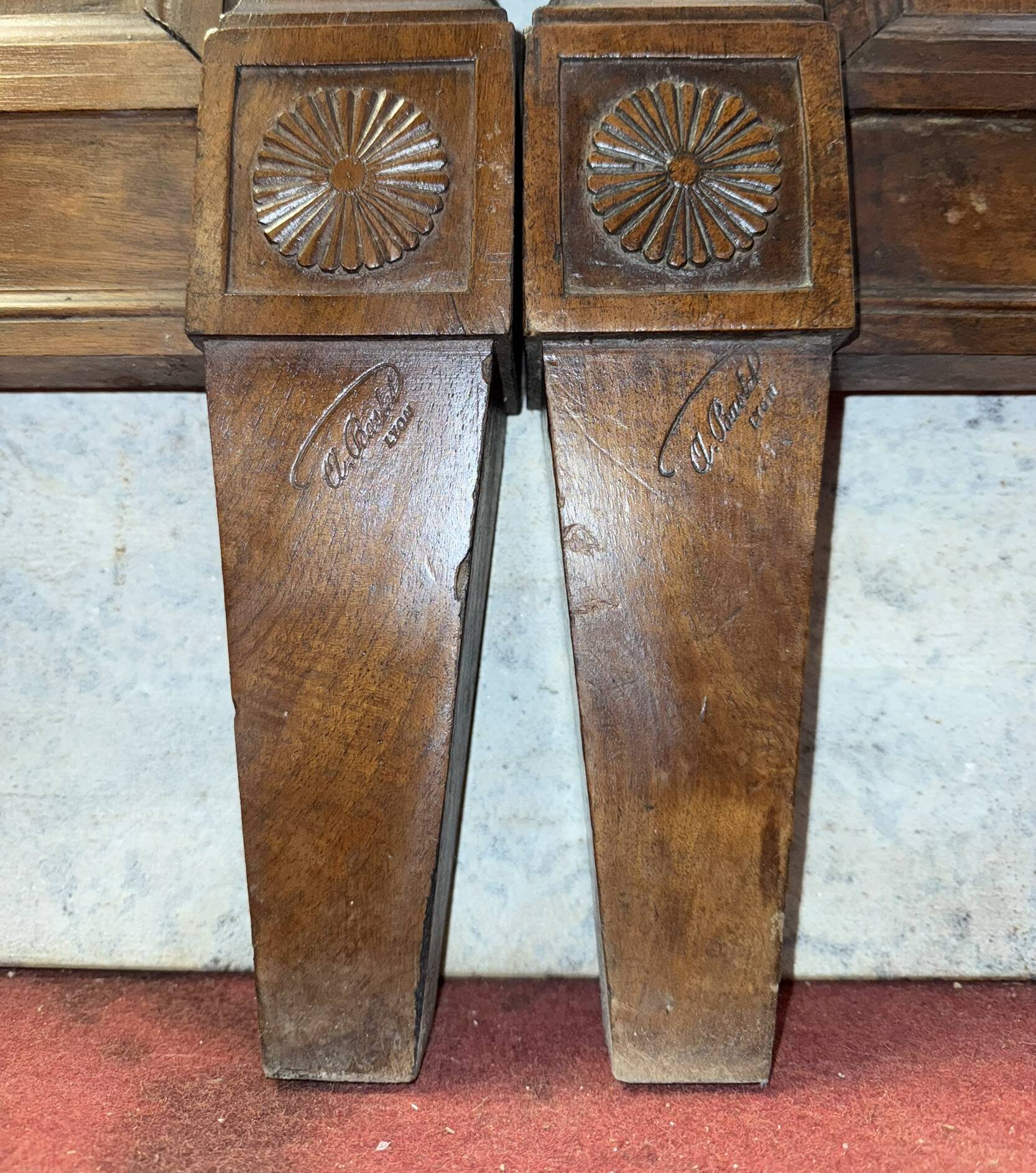 Bastel stamped bed from the Empire Consulate period in walnut circa 1800