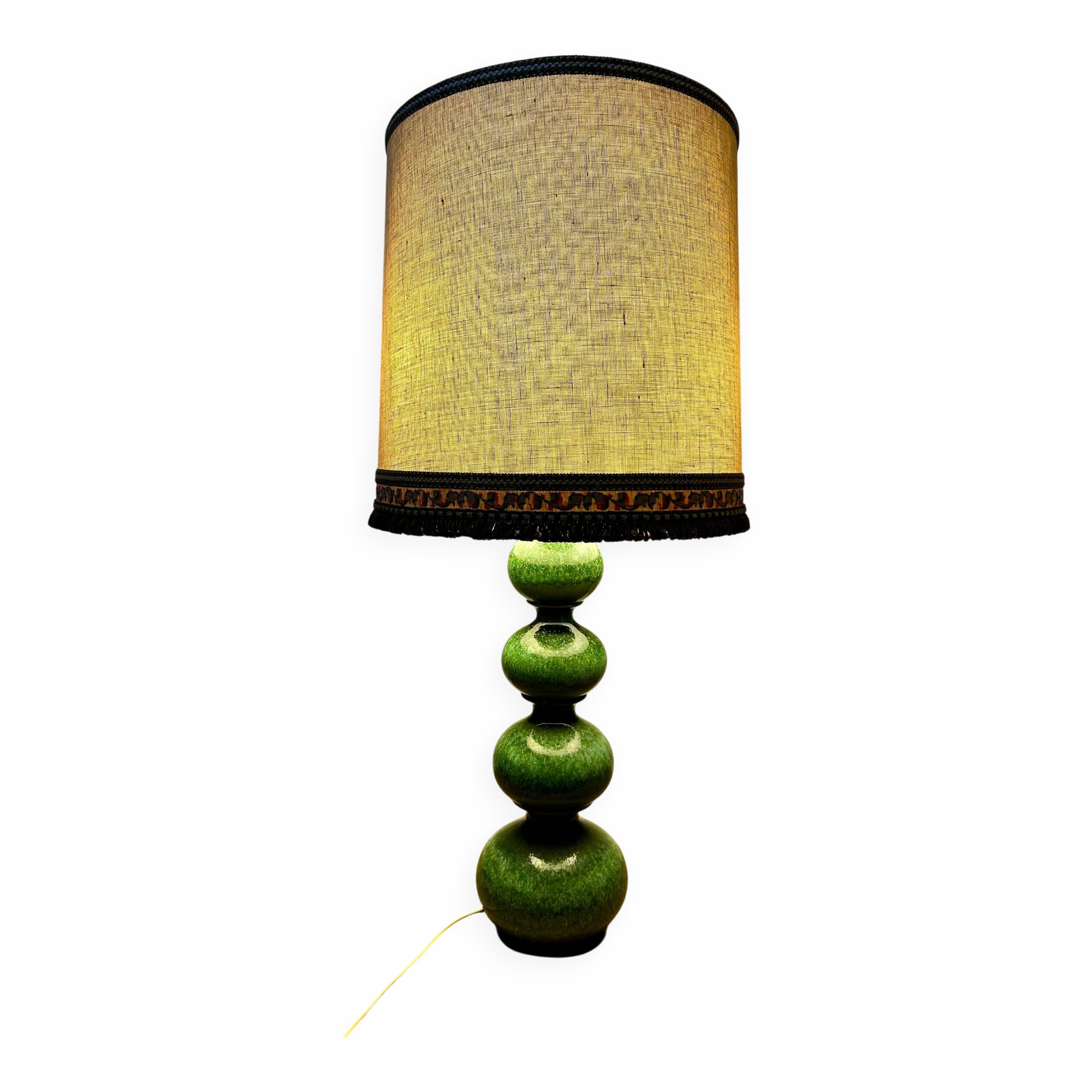 Green ceramic sun lamp/table, Kaiser Leuchten, Germany, 1960s elegance.