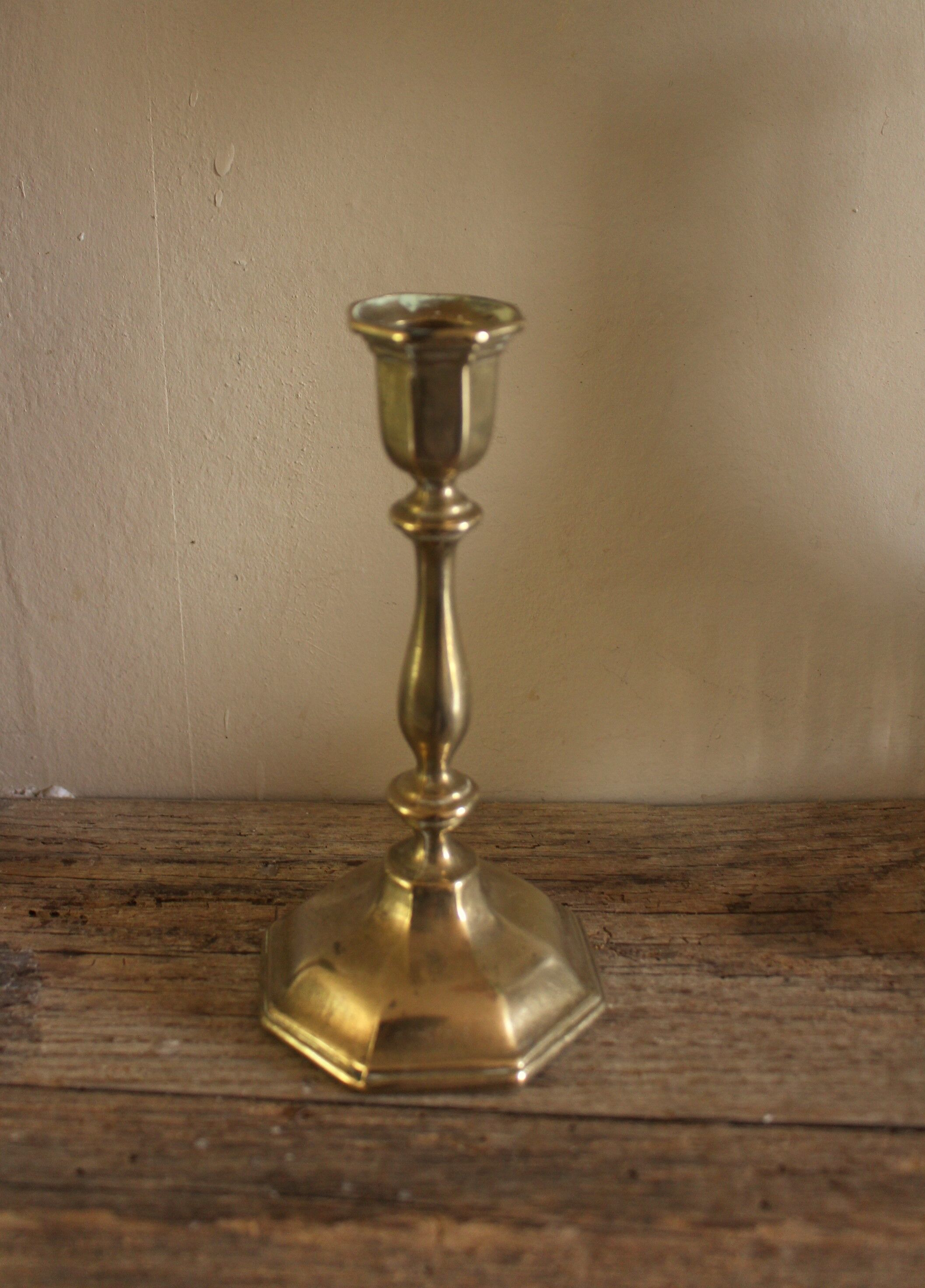 Candle holder Small brass torch octagonal base