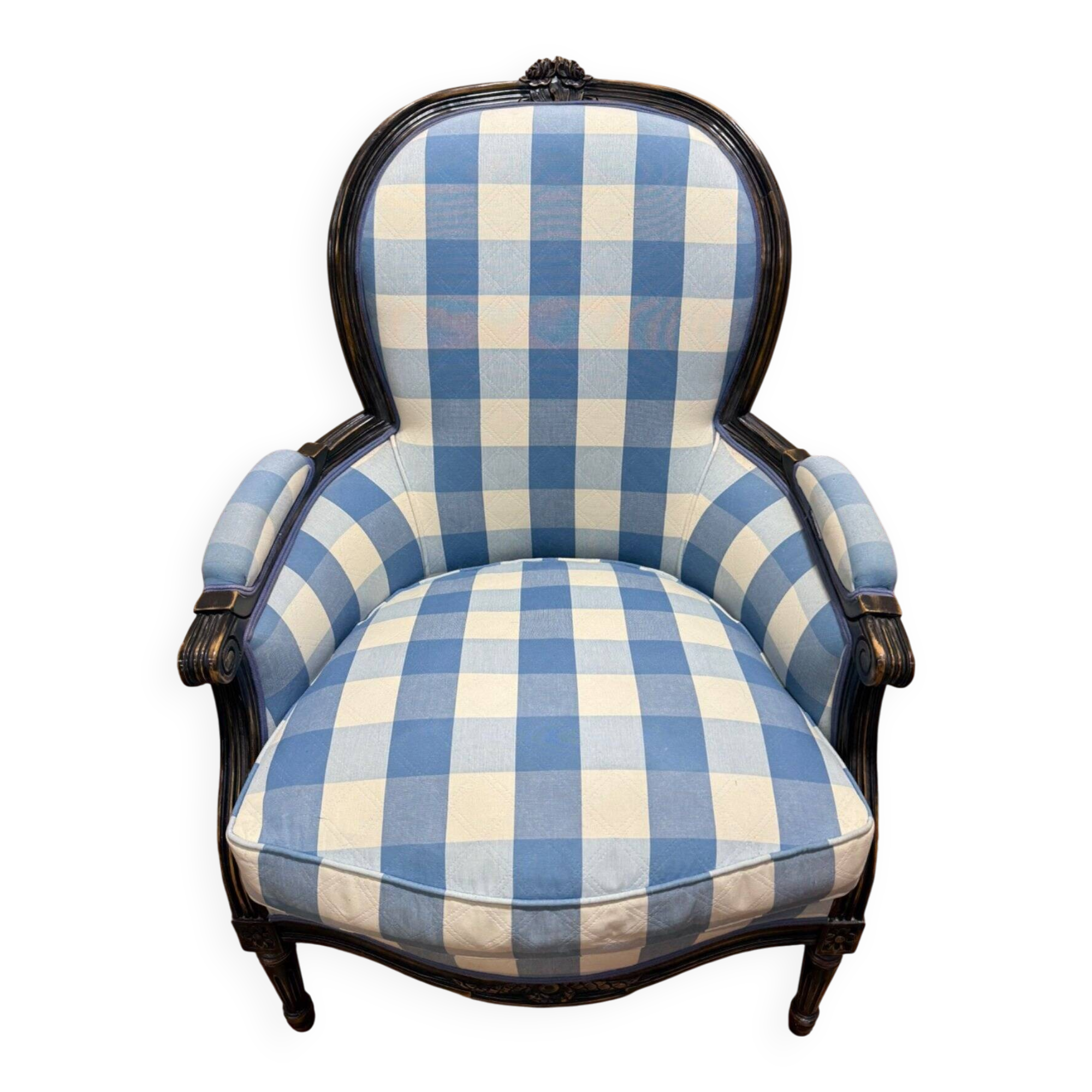 Louis XVI style bergère armchair in blackened wood