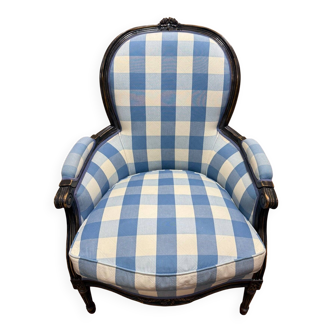 Louis XVI style bergère armchair in blackened wood