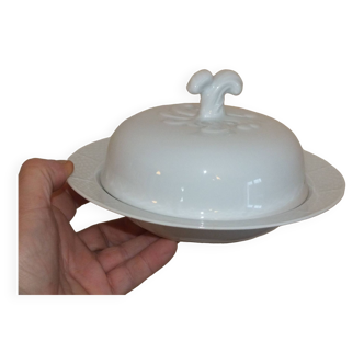 White porcelain butter or cheese dish