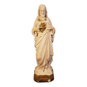 Statue en plâtre Sacré coeur de Jésus