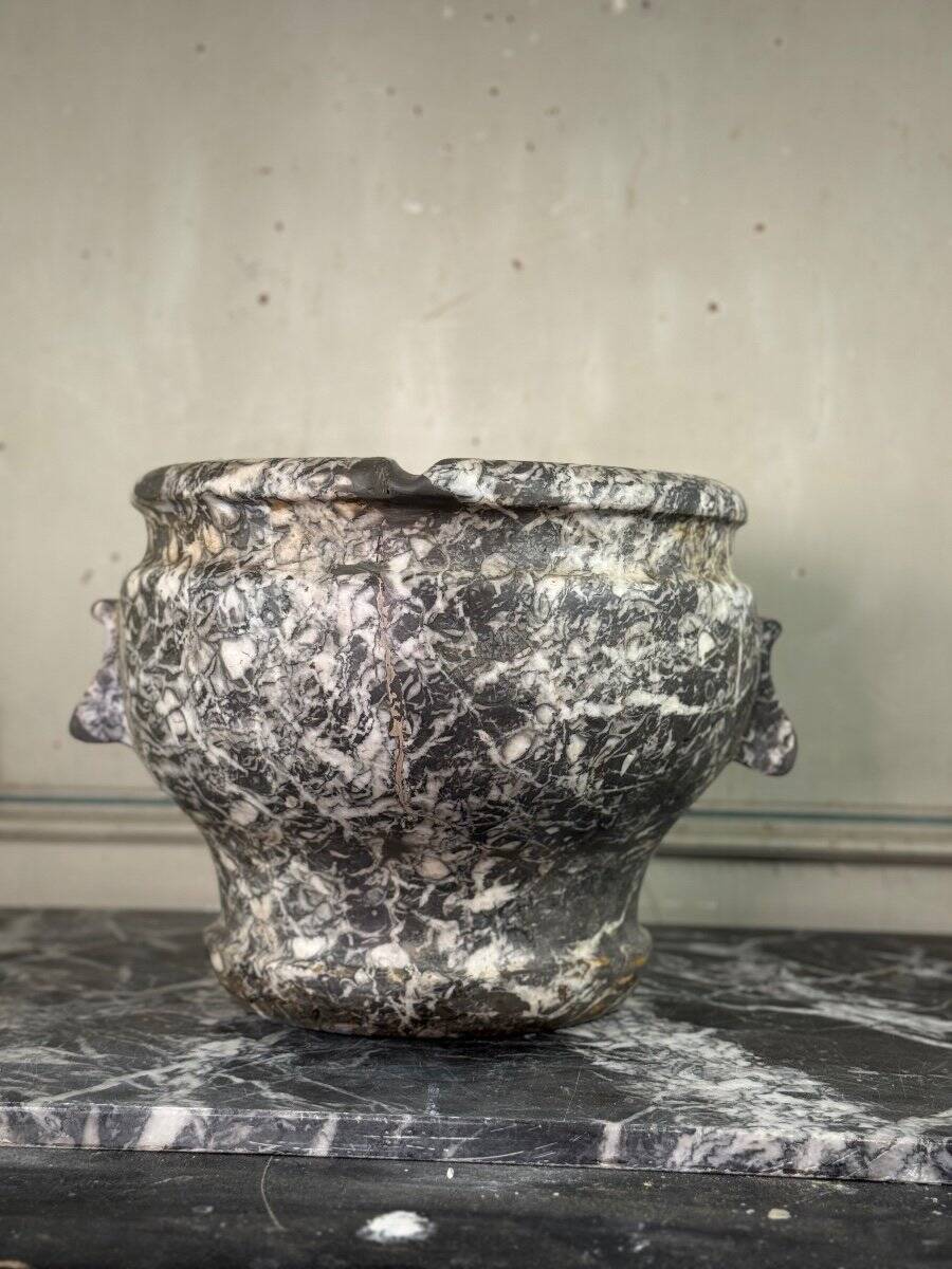 Large grey marble mortar from the Ardennes, 18th century.
