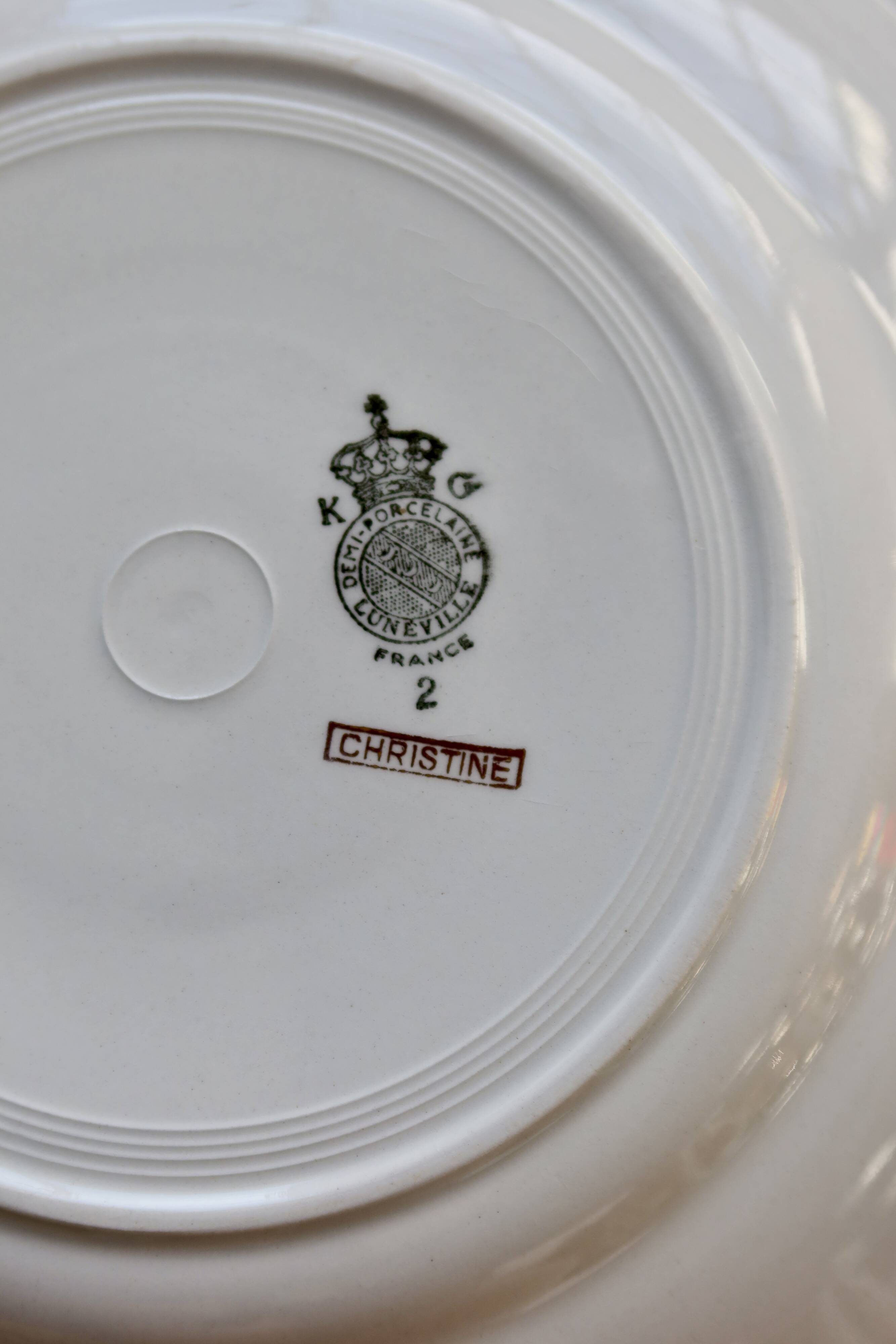 6 vintage Lunéville earthenware dessert plates – Christine pattern