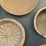 Wall composition of 7 wicker baskets