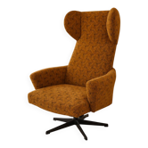 Fauteuil pivotant vintage en tissu, Tchécoslovaquie