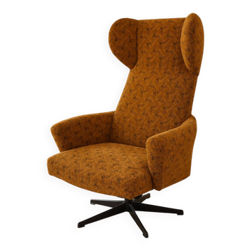 Vintage Czechoslovak Wingback Swivel Lounge Armchair