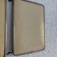 Vintage 1960 triptych barber mirror ivory quilted - 21 x 50 cm