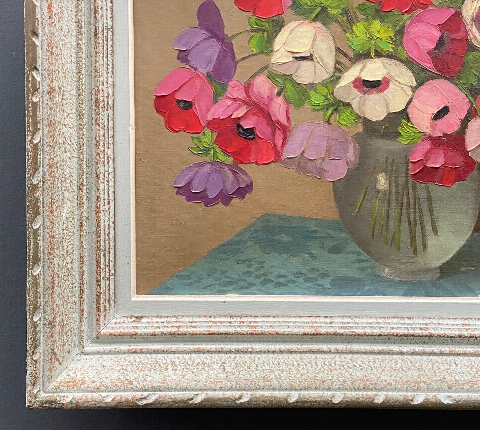 Oil on canvas still life by primo dolzan xxth bouquet of flowers