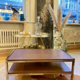 Coffee table in wood and chrome metal from the 70s