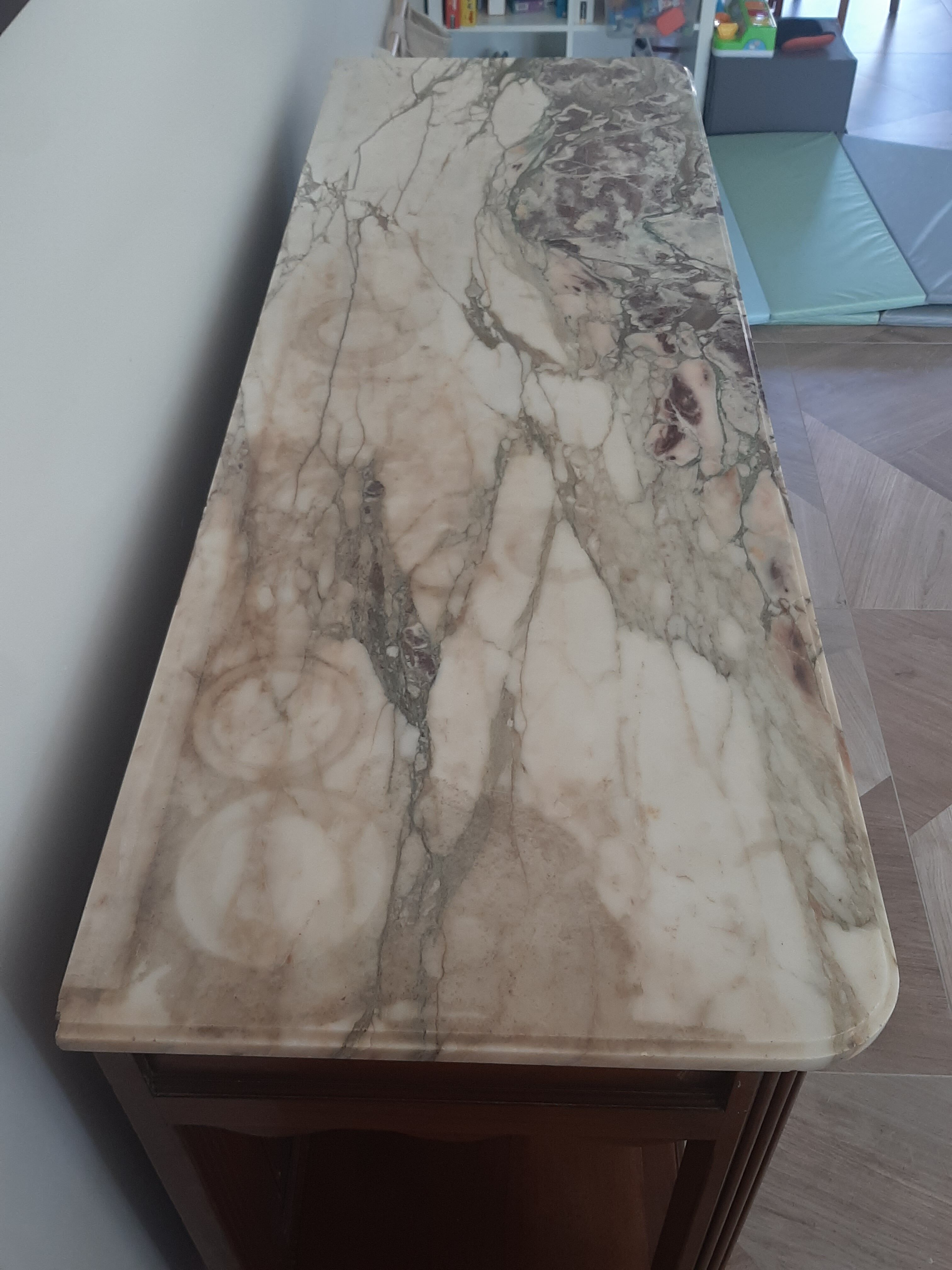 Sideboard - 1920 - art deco - 1 door - 2 drawers - gray marble top