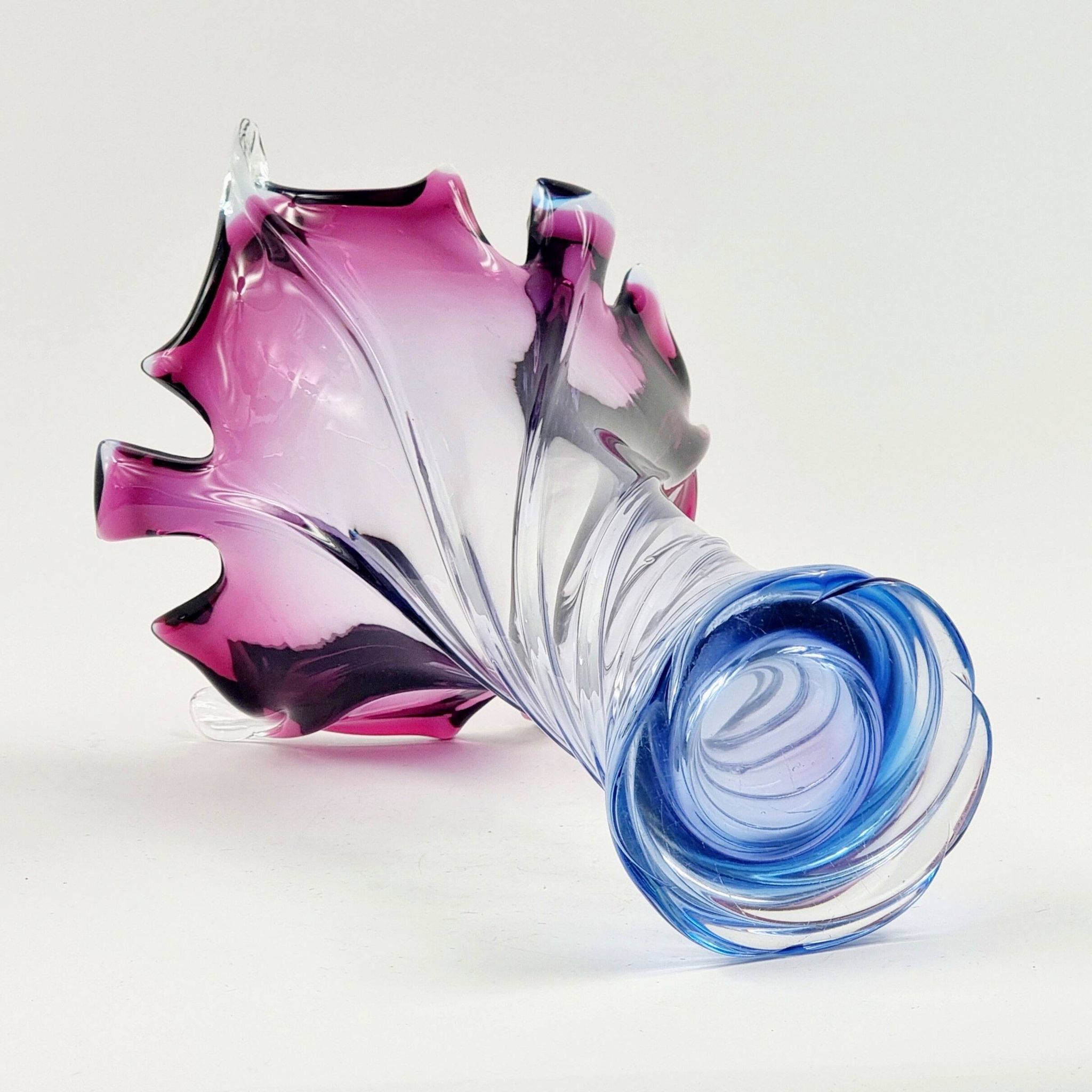 Very Large Mid-Century Murano Glass Twisted Vase from Fratelli Toso, Italy