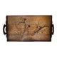 Antique wooden tray with marquetry signed Gallé