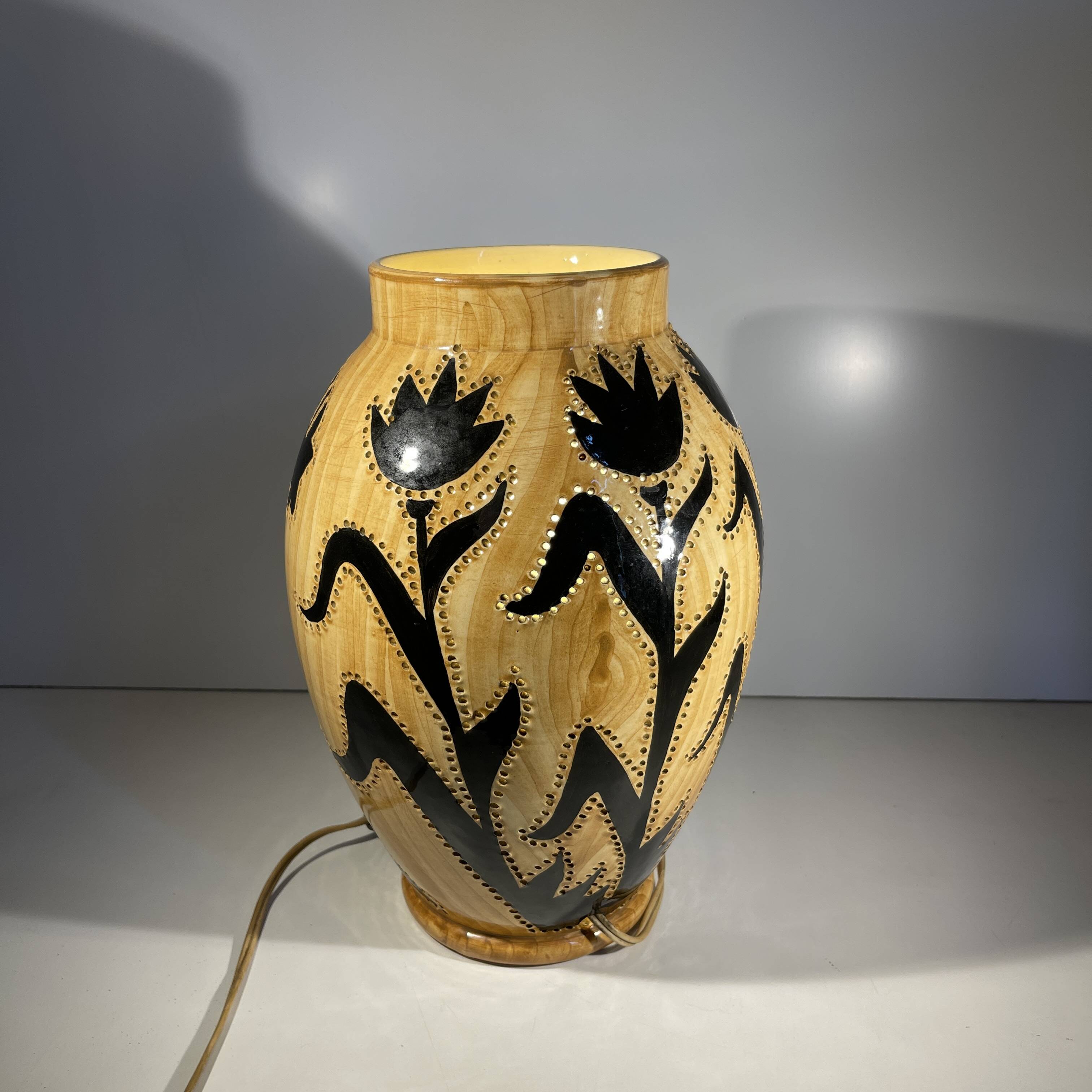 Ceramic tea light lamp, grandjean jourdan for vallauris