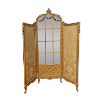 Transitional style screen in wood and gilded stucco XXth century