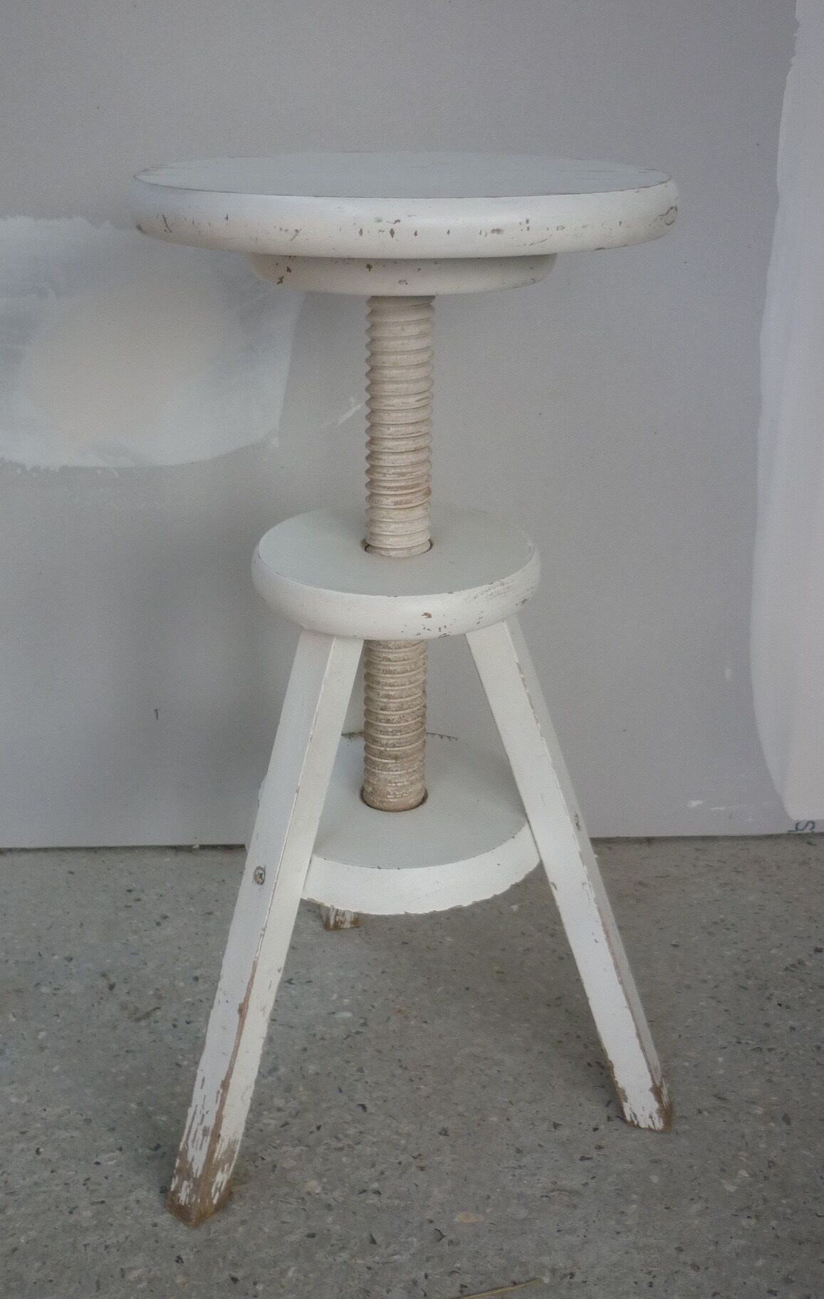 Wooden white screw stool