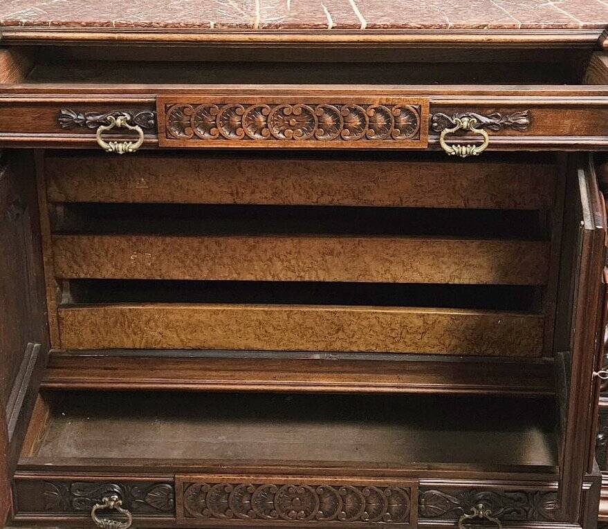 Carved wooden trouser cabinet – Twisted columns – Marble top