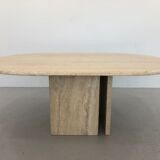 French Coffee Table in Travertine and Marble, 1960s