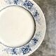 Sarreguemines round dish in white and blue iron earth, “Aïda” service