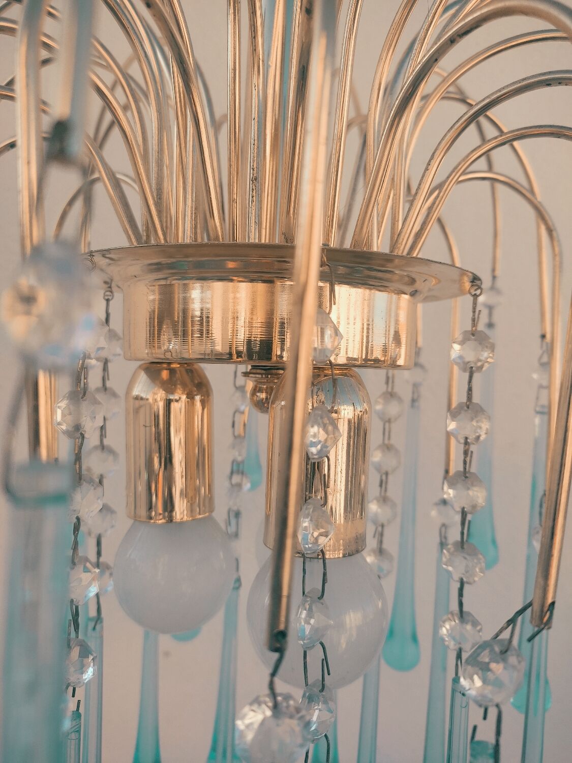 Blue drop tassel chandelier