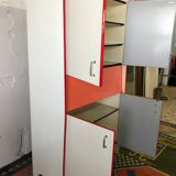 Stunning Formica Red and White Oblique Line Storage Furniture