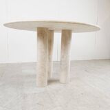 Round italian travertine dining table 1970s