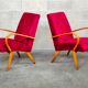 Pair of 6951 red velvet armchairs by Jaroslav Smidek for Ton