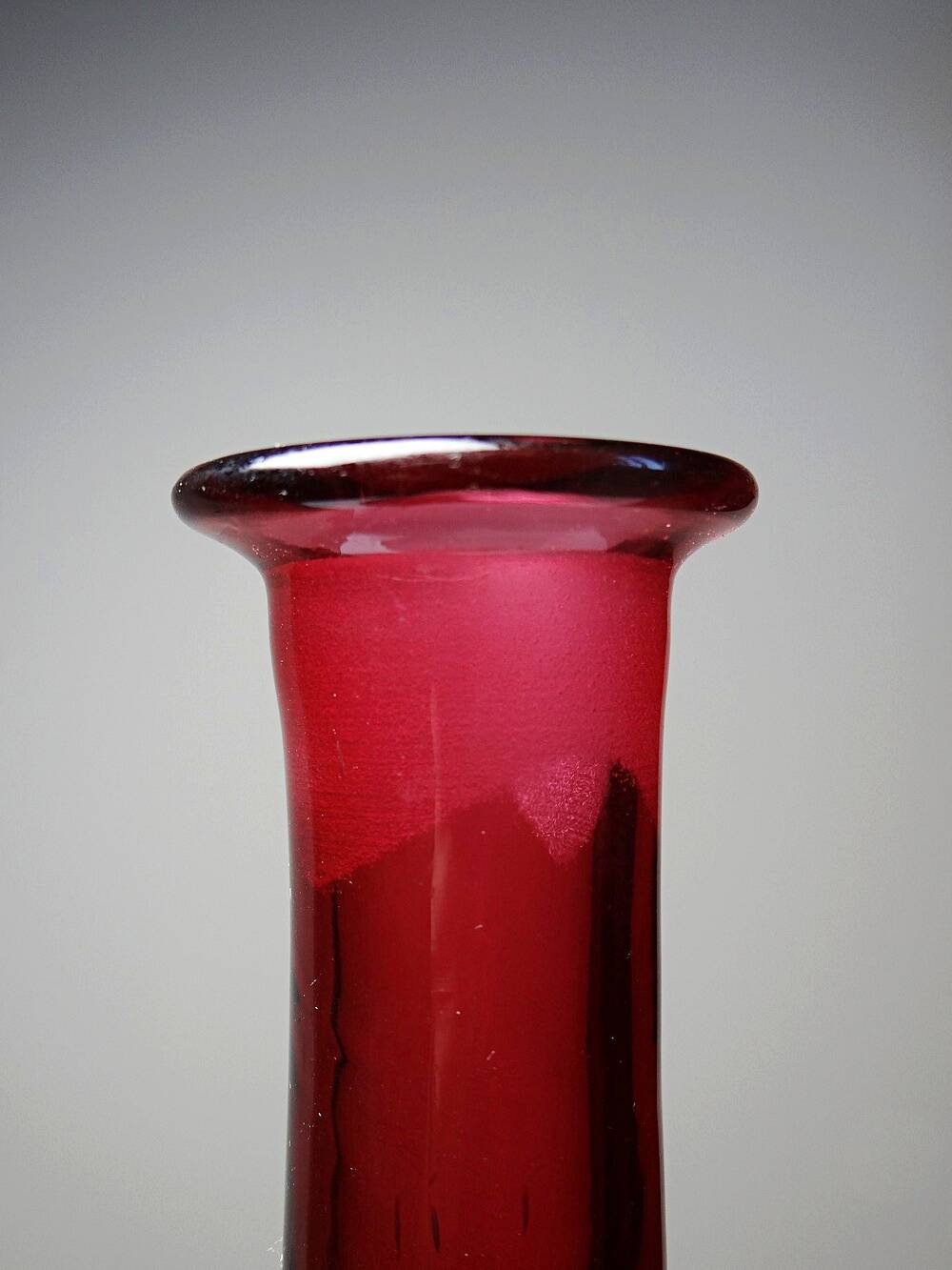 Small carafe, glass/crystal, antique ruby glass, engraved, 19th-20th century.