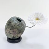 Glazed ceramic art vase with standing ceramic ring by Hanne Wydra-Jantz, Germany 1980