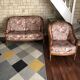 Lot of vintage sofa and armchair with floral patterns.