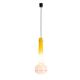 Pair of two-tone yellow and white glass pendant lights. 1960s