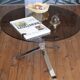 Round coffee table in smoked glass and chrome